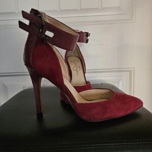 Jessica Simpson Red Suede/leather heels, Size 9